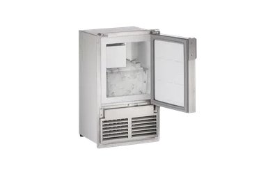 Sub-Zero undercounter ice maker with the door open